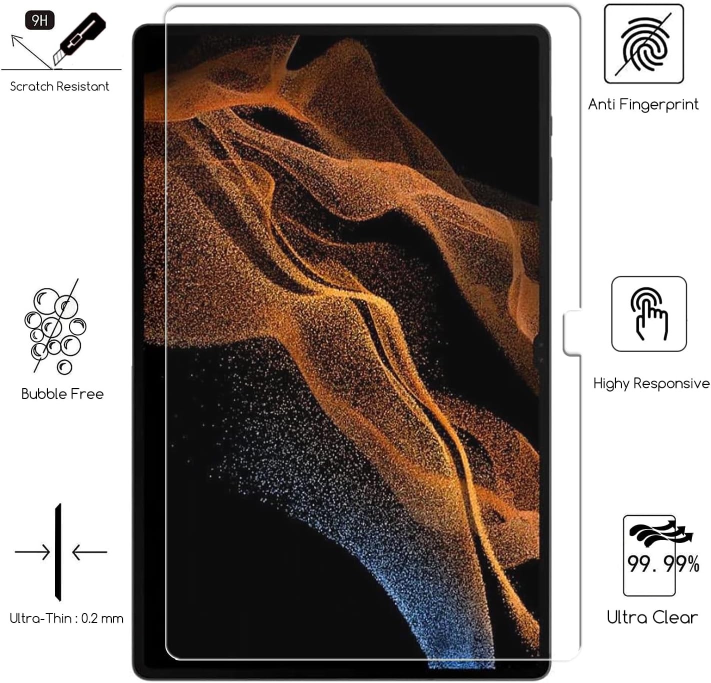 Tempered Glass Screen Protector for Samsung Galaxy Tab S11 Ultra/S10 Ultra/S9 Ul