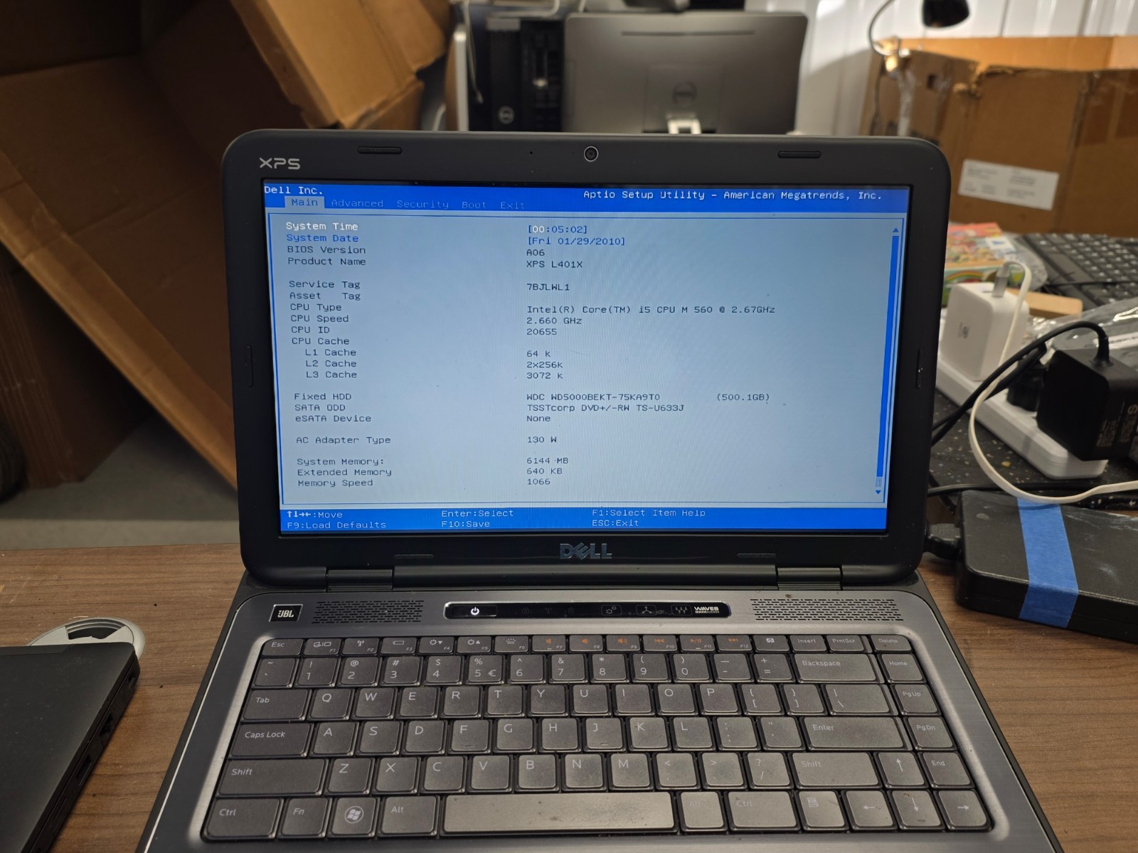 14″ Dell XPS L402X – i5-M560, 6GB RAM – Boots to bios!!