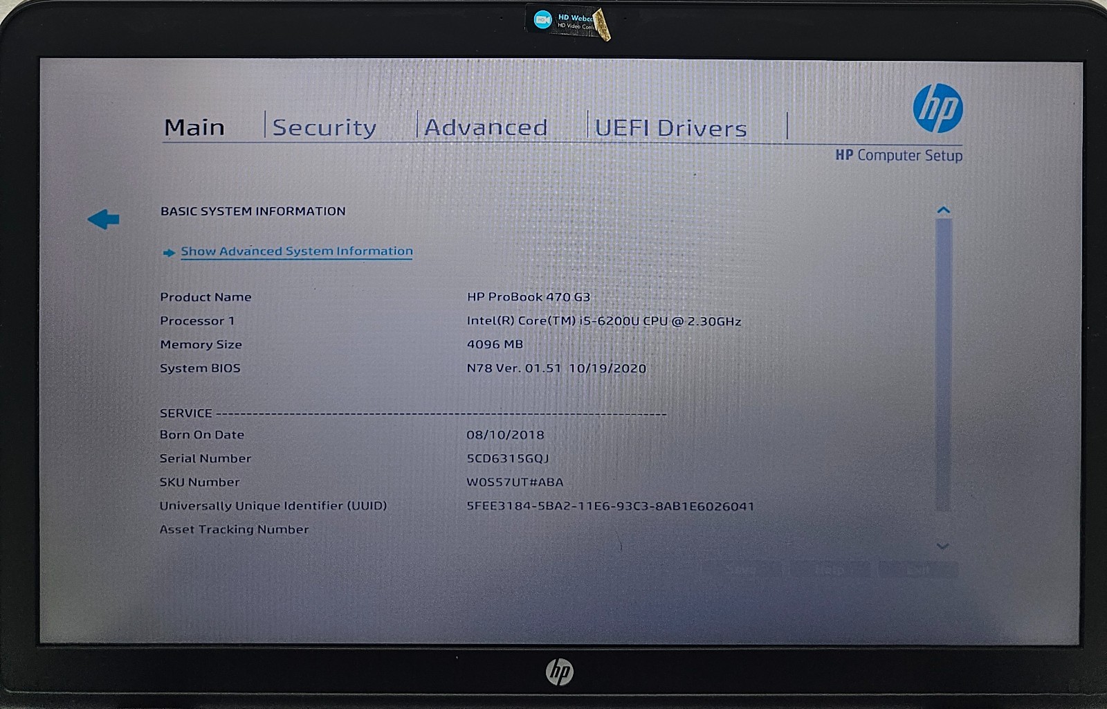 HP ProBook 470 G3 Laptop Intel Core i5-6200U 4GB Ram NO HD/OS (FL)