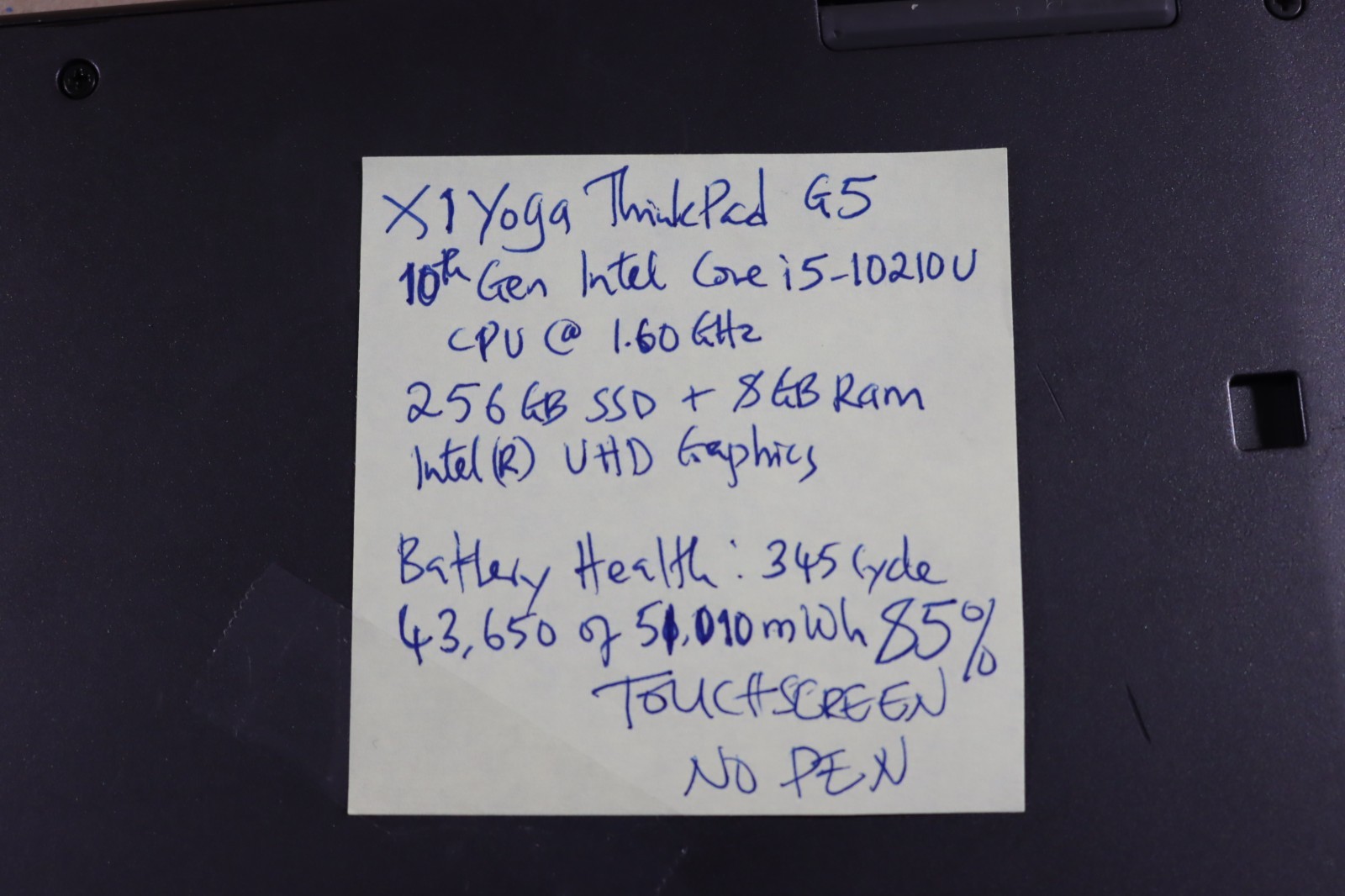 Lenovo ThinkPad X1 Yoga 5th Gen; 2-in-1, 14″, 256GB, 10th Gen Intel i5, 8GB Ram
