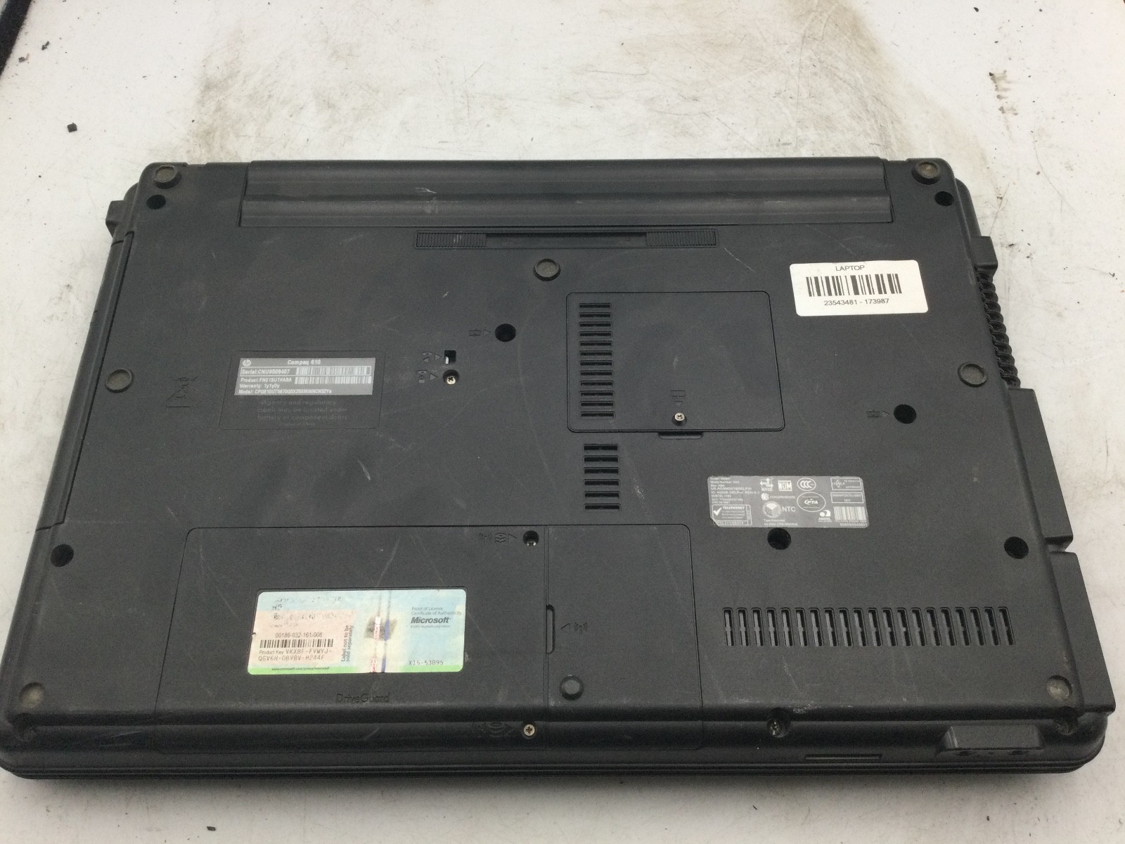 HP COMPAQ 610 – BOOTS TO BIOS – INTEL CORE 2 DUO – NO RAM – READ DESCRIPTION -BB