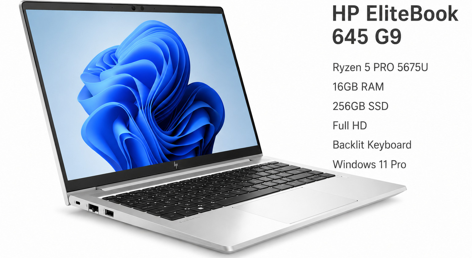 HP EliteBook 645 G9 Ryzen 5 PRO 5675U 16GB 256GB SSD FHD Win11 Pro Laptop