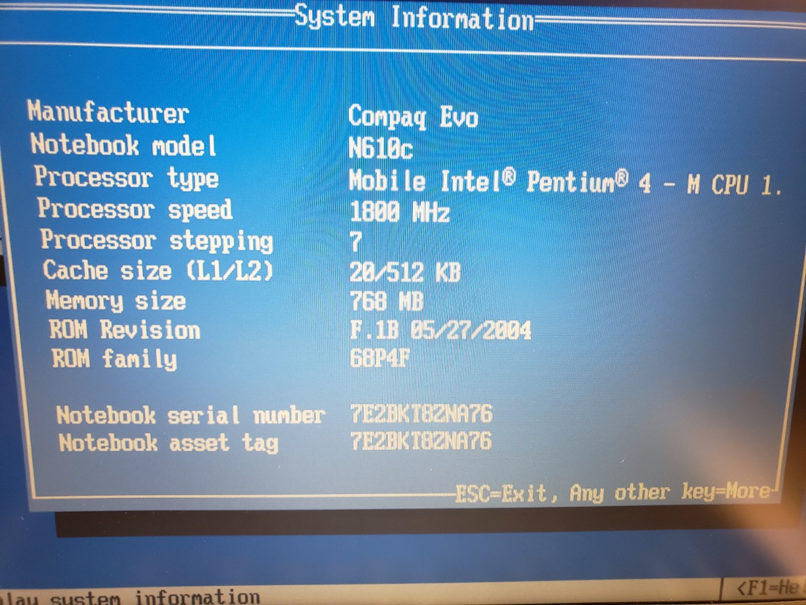Vintage Compaq EVO N610C Laptop Pentium 4 1.8GHz 768MB 60GB WinXP Pro SP2