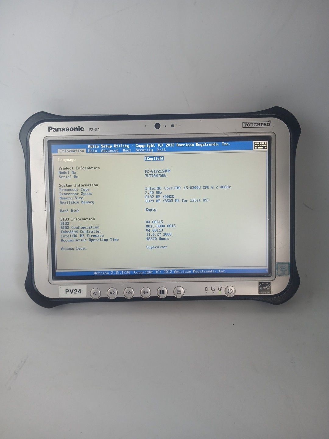 Panasonic ToughPad FZ-G1 Intel Core i5-6300U 2.40GHz 8 GB RAM NO DRIVE/OS