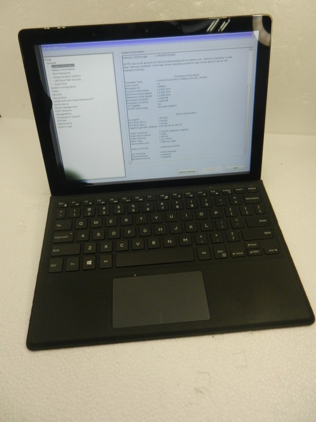 Dell 5290 2-IN-1 Tablet CORE i5-8350U @ 1.70Ghz / 8GB / No HDD – SCREEN ISSUES*