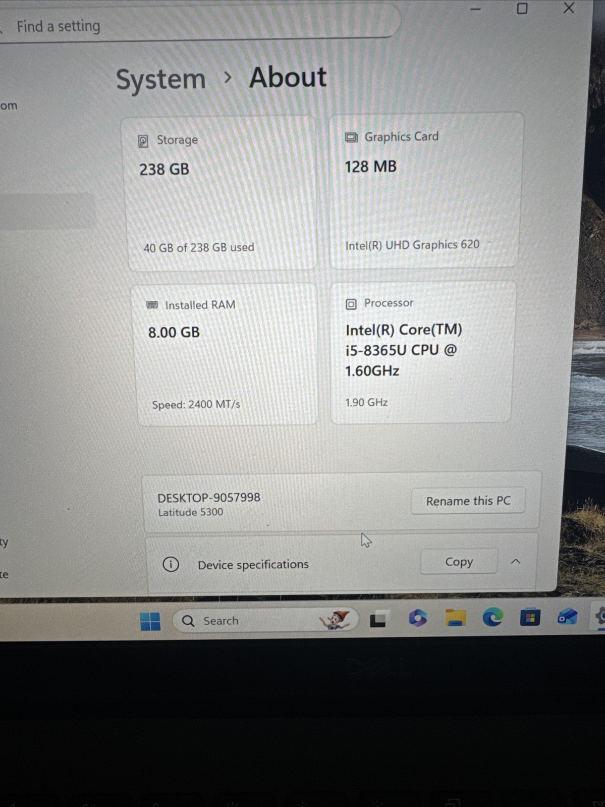 Dell Latitude 5300 13.3” Laptop i5-8365U 8GB RAM 256GB SSD Windows 11 Pro READ!