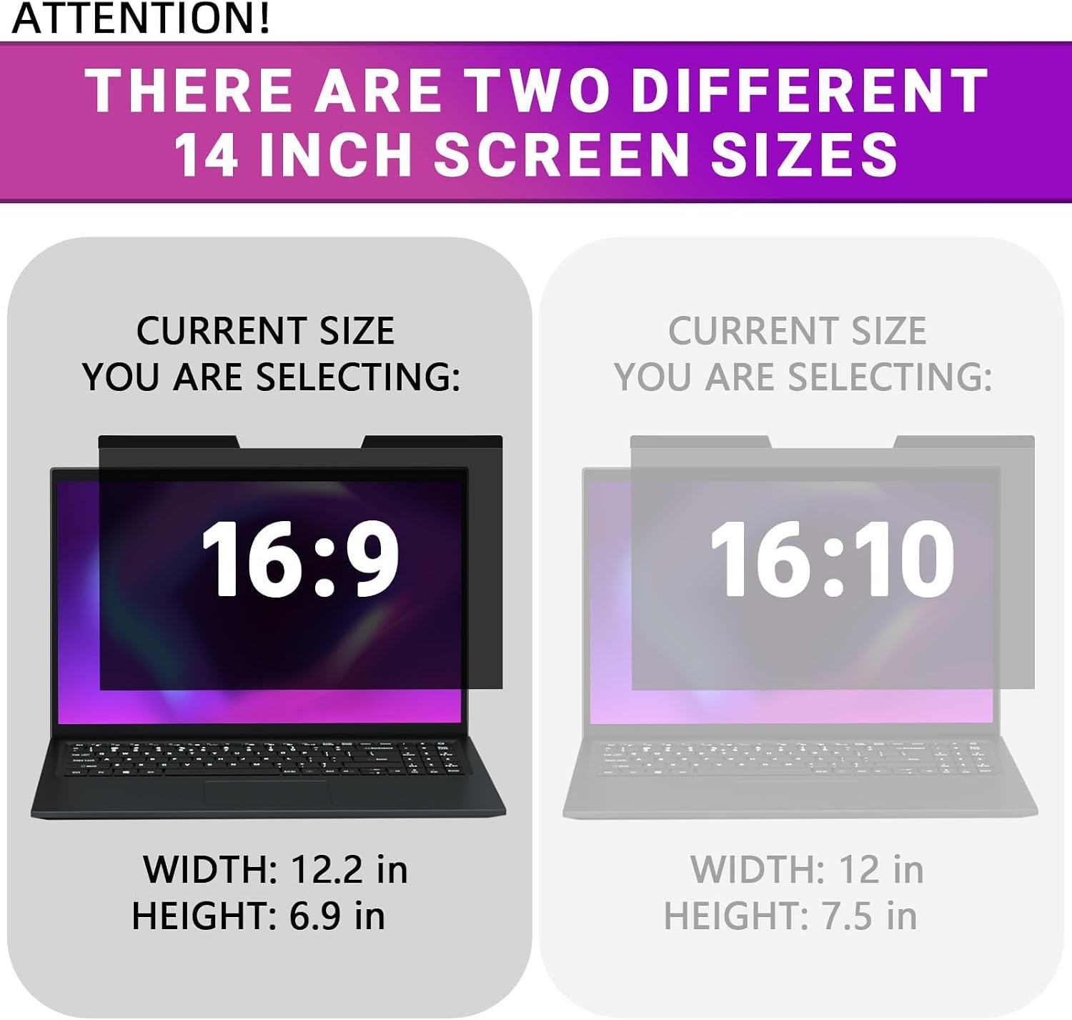 14 Inch 16:9 Magnetic Laptop Privacy Screen – Removable Anti-Glare, Anti-Blue Li