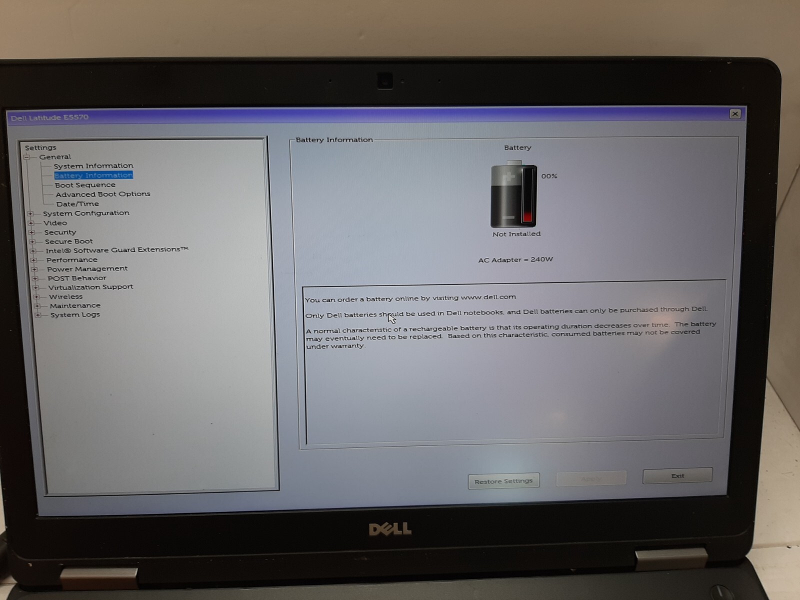 Dell Latitude E5570 i7-6820HQ 2.7Ghz 16GB RAM 256GB SSD NO BATTERY WIN11 #97