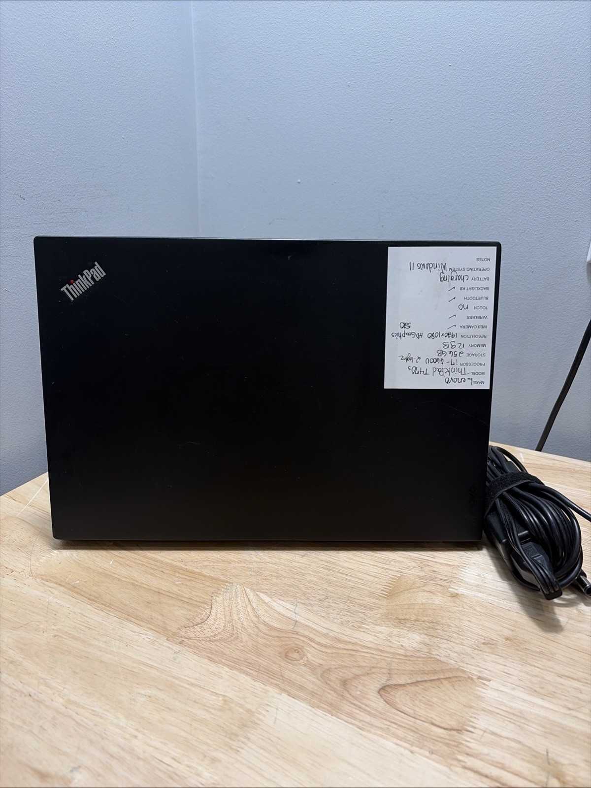 Lenovo Thinkpad T470s Core i7-6600U 2.6GHZ 12GB 256GB SSD WCam W11 Pro & Cord