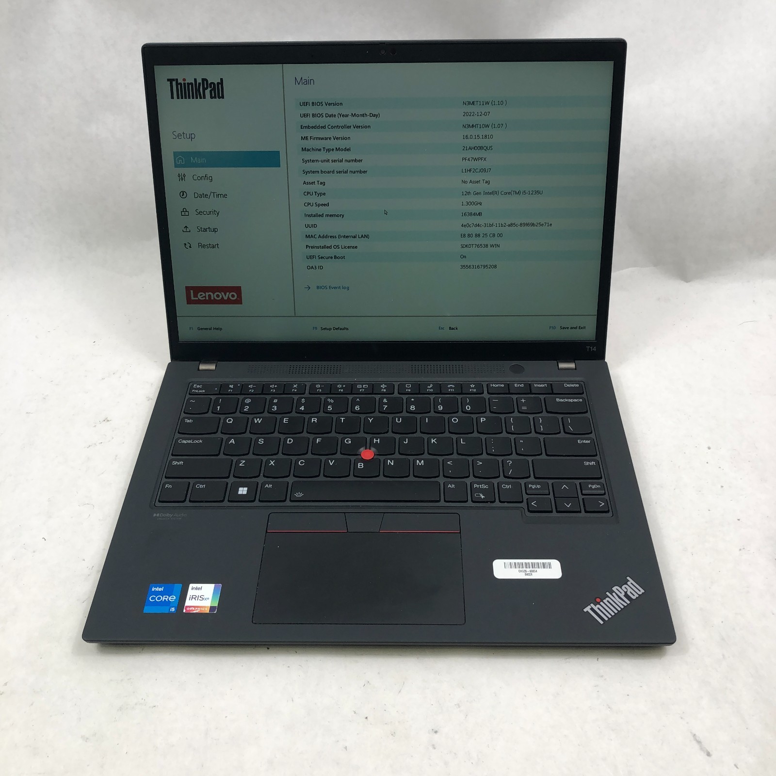 Lenovo ThinkPad T14 Gen 3 Intel Core i5-1235U 16GB RAM NO SSD *READ*