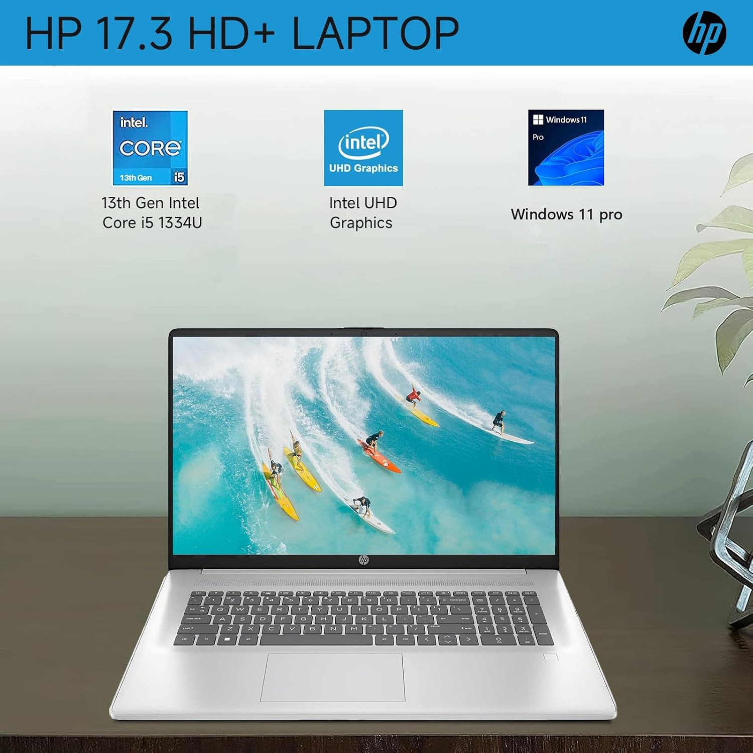 HP 17.3″HD+ Laptop – Backlit Intel Core i5-1334U 10cores – 32GB RAM 1TB SSD W11P