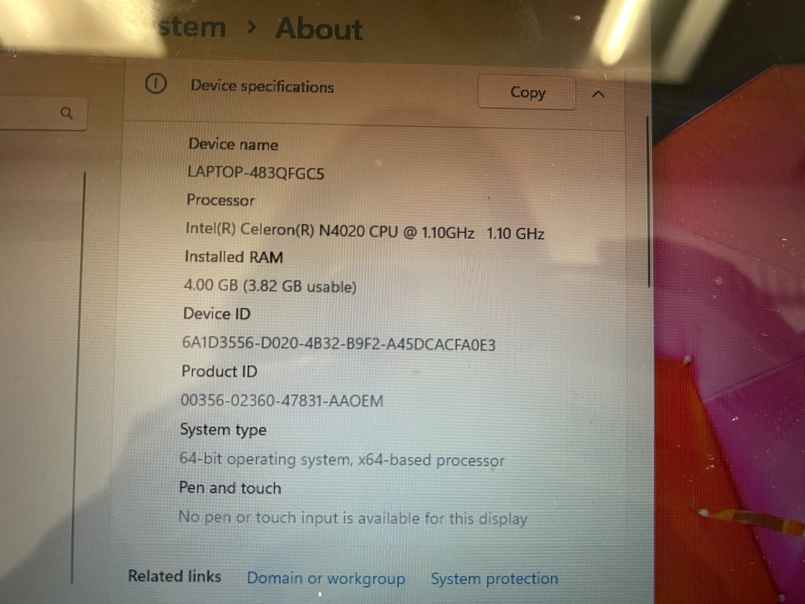 Hp Laptop 14-dq0004dx 64GB 4GB Ram Intel Celeron N4020 UHD Graphics 600 READ
