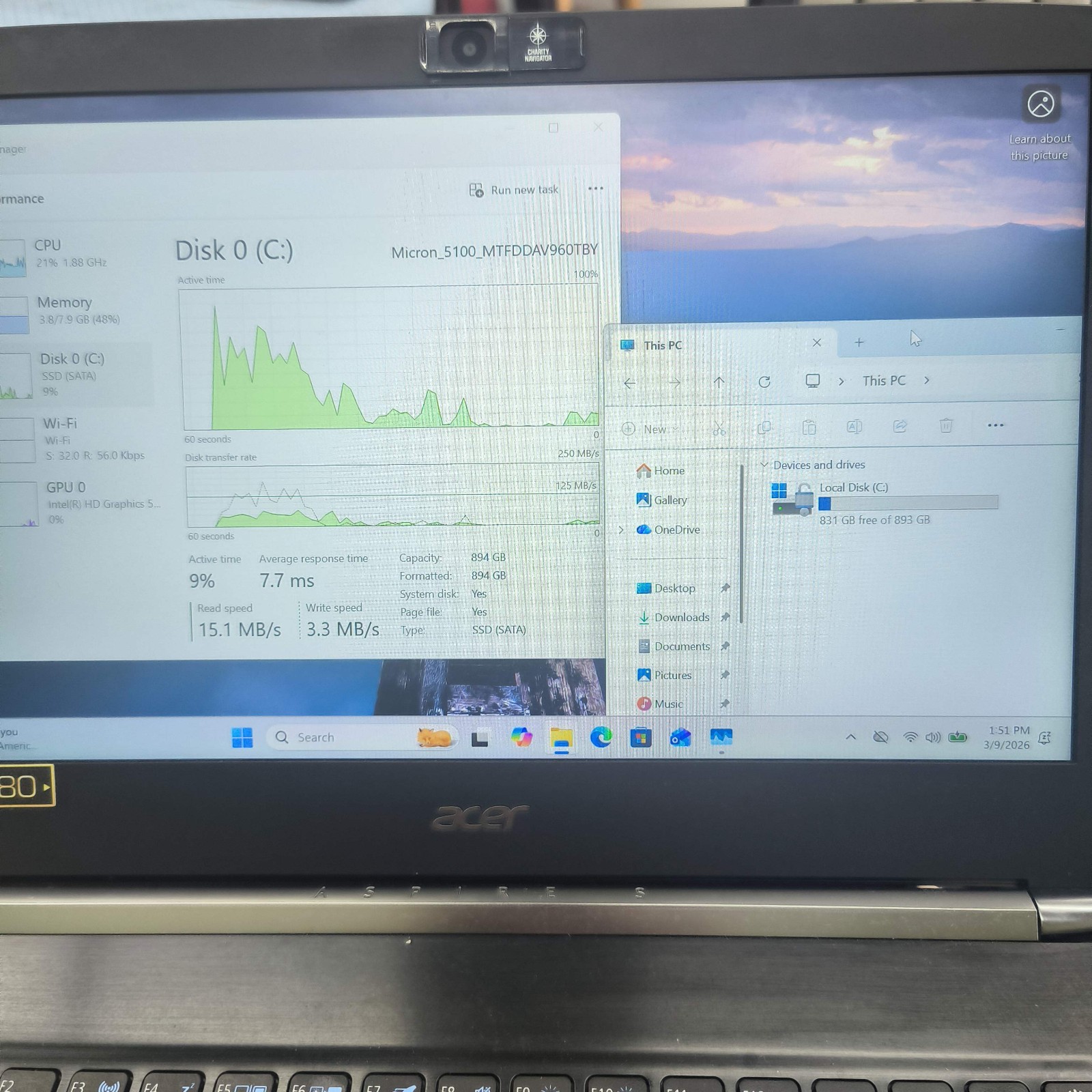 Acer Aspire S5-371 13.3″ Intel Core i5-6200 2.40Ghz 8GB RAM 1TB SSD
