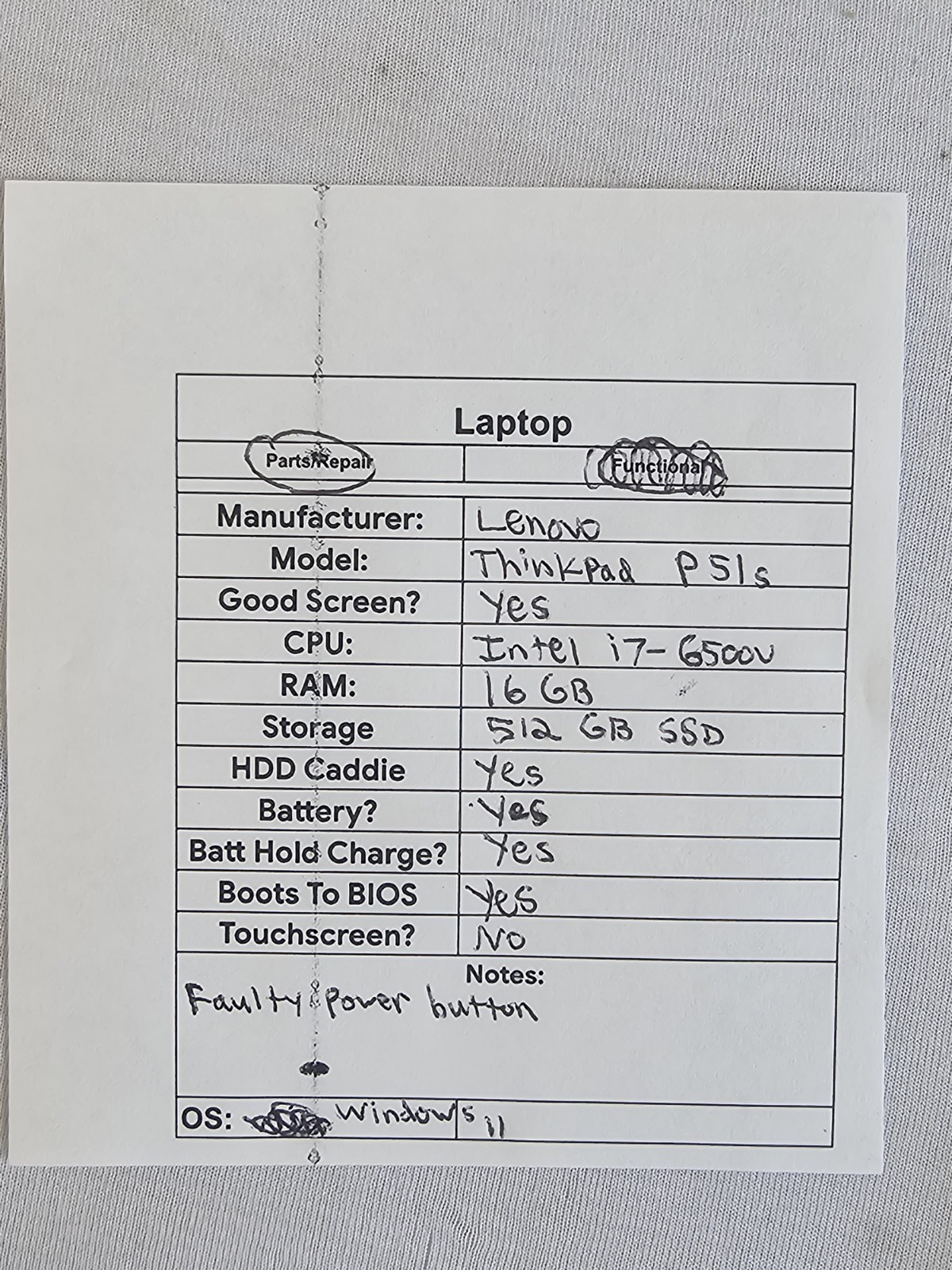 Lenovo ThinkPad P51s Laptop – i7-6500u – 16GB RAM – 512GB SSD – Win 11 – READ