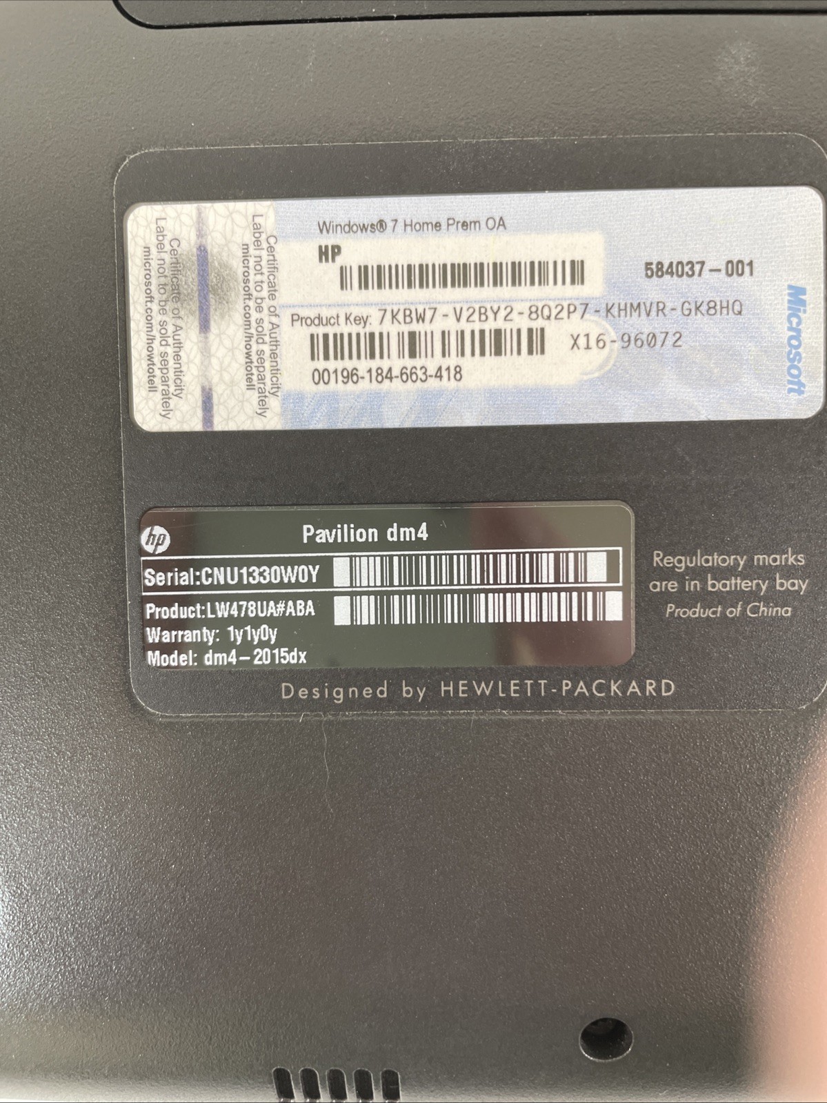 HP Pavilion DM4-2015DX 14″ Intel Core i3-2310M 2.1GHz 8GB RAM 640GB HDD Win10