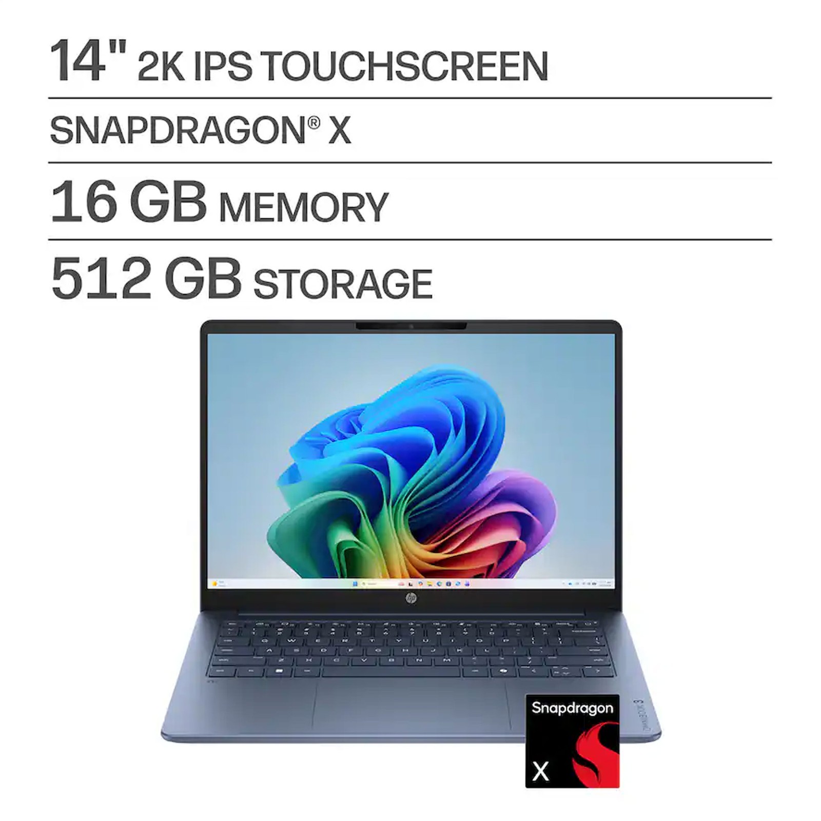 HP OmniBook 3 14″ Touchscreen Laptop 16GB, 512GB SSD (Blue) + 64GB Card + Reader