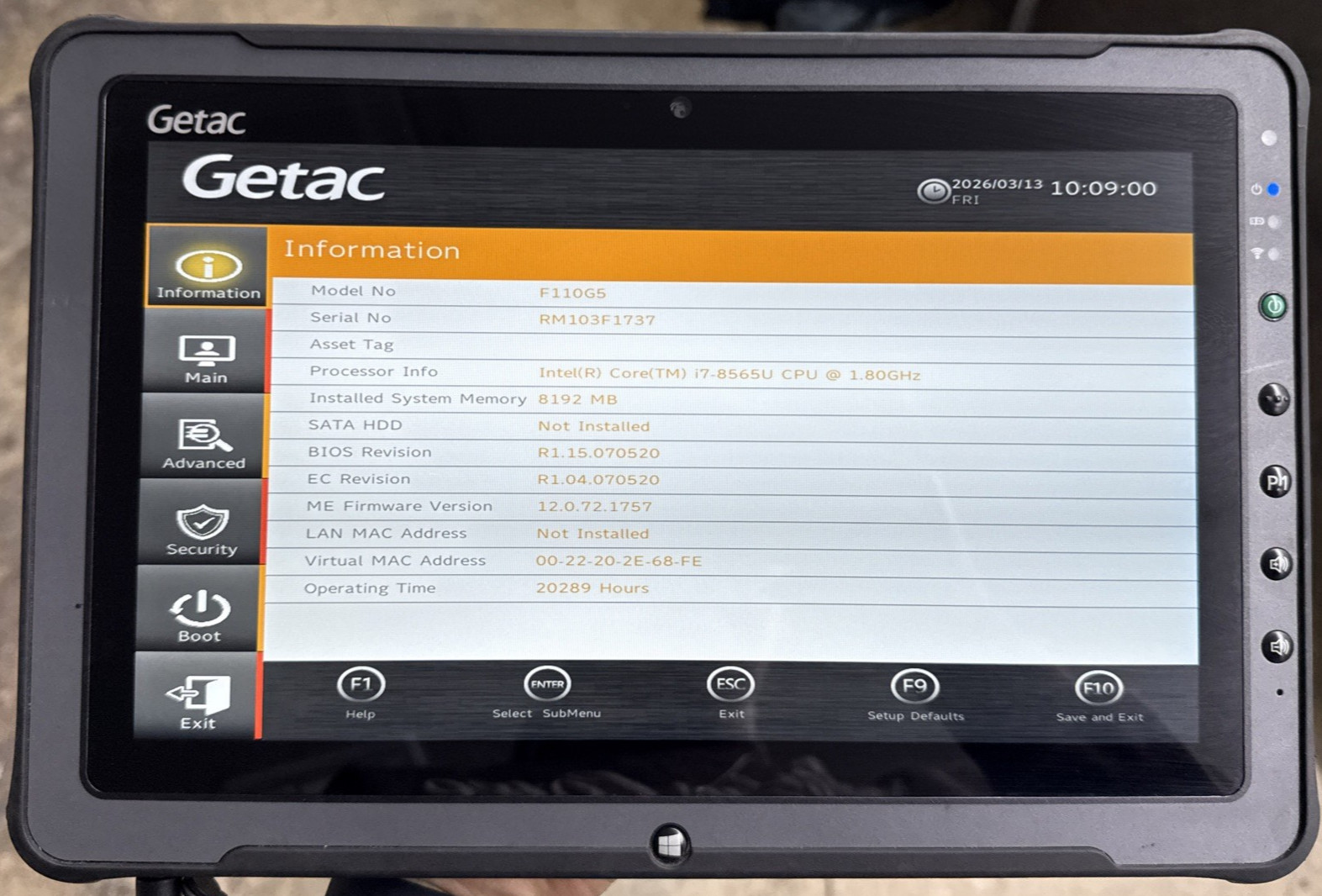LOT OF 3 Getac F110 G5 Rugged Tablets | Core i7-8565U | 8GB RAM | 256 SSD