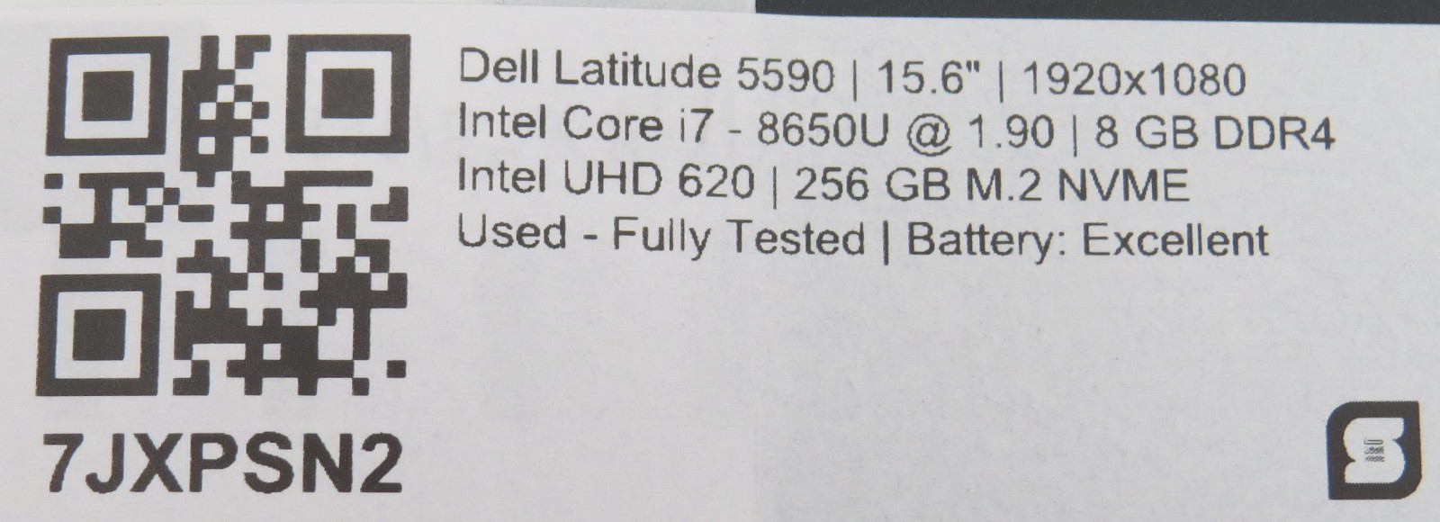 Dell Latitude 5590 | i7-8650U @ 1.9GHz | 8GB DDR4 | 256GB m2 | 15.6″ | No OS