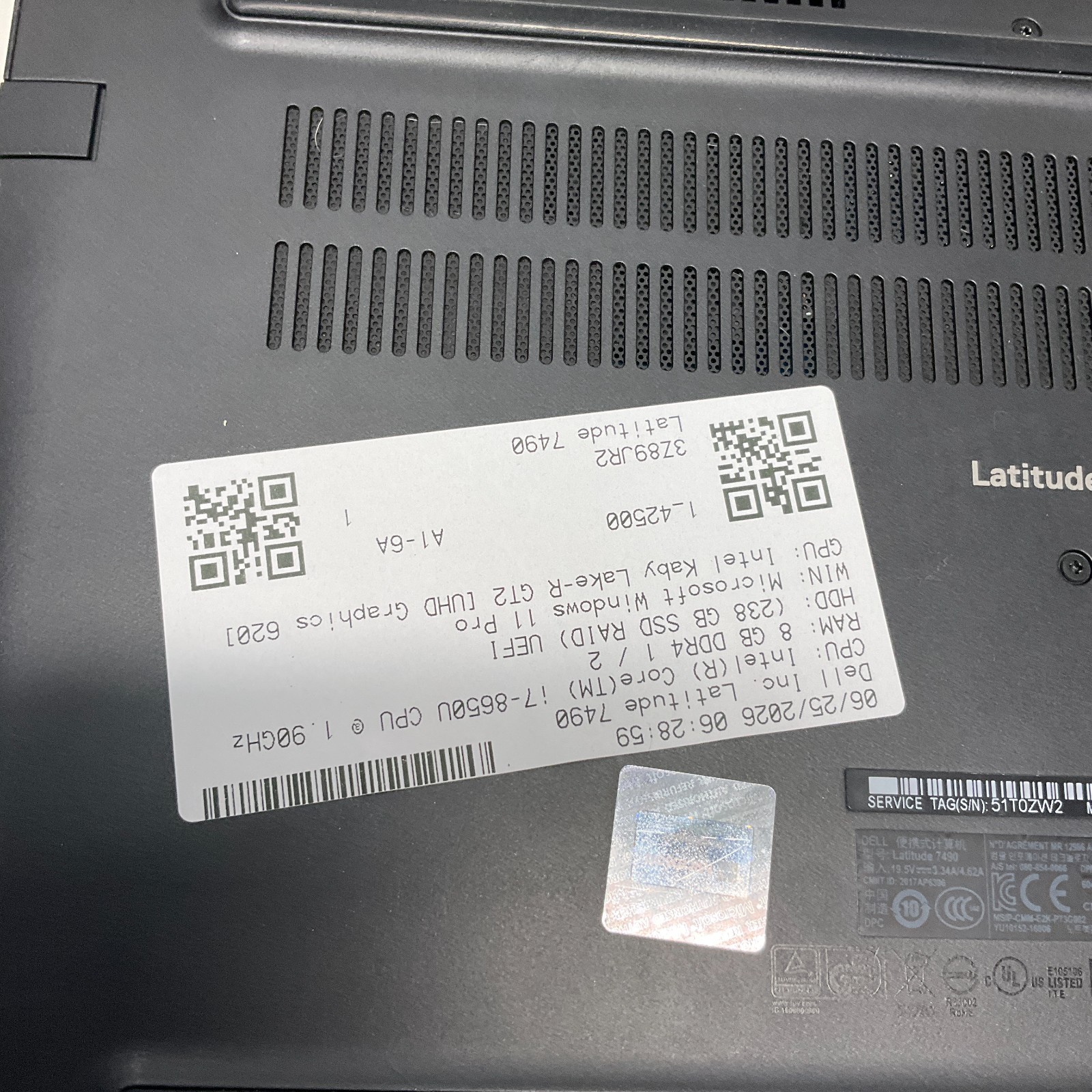 Dell Latitude 7490 14″ i7-8650U @ 1.90 GHZ 8GB RAM 256GB SSD Windows 11 Pro