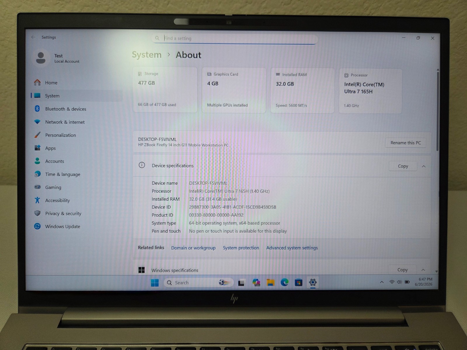 HP ZBook Firefly G11 14″ – Ultra 7 165H, 32GB RAM, 512GB SSD, RTX A500, WARRANTY