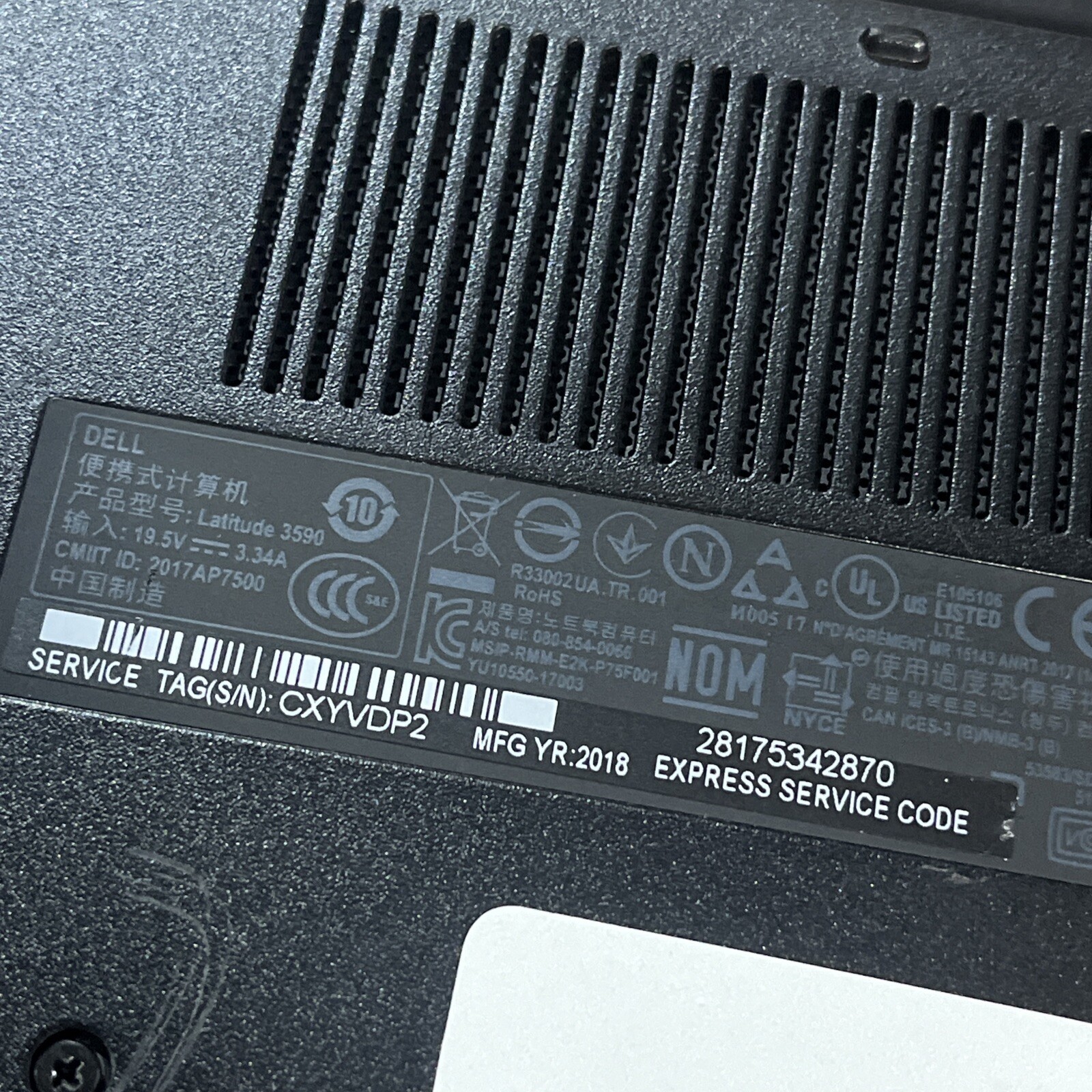 DELL LATITUDE 3590 INTEL CORE I3-6006U 2.00GHZ 20GB RAM NO HD .