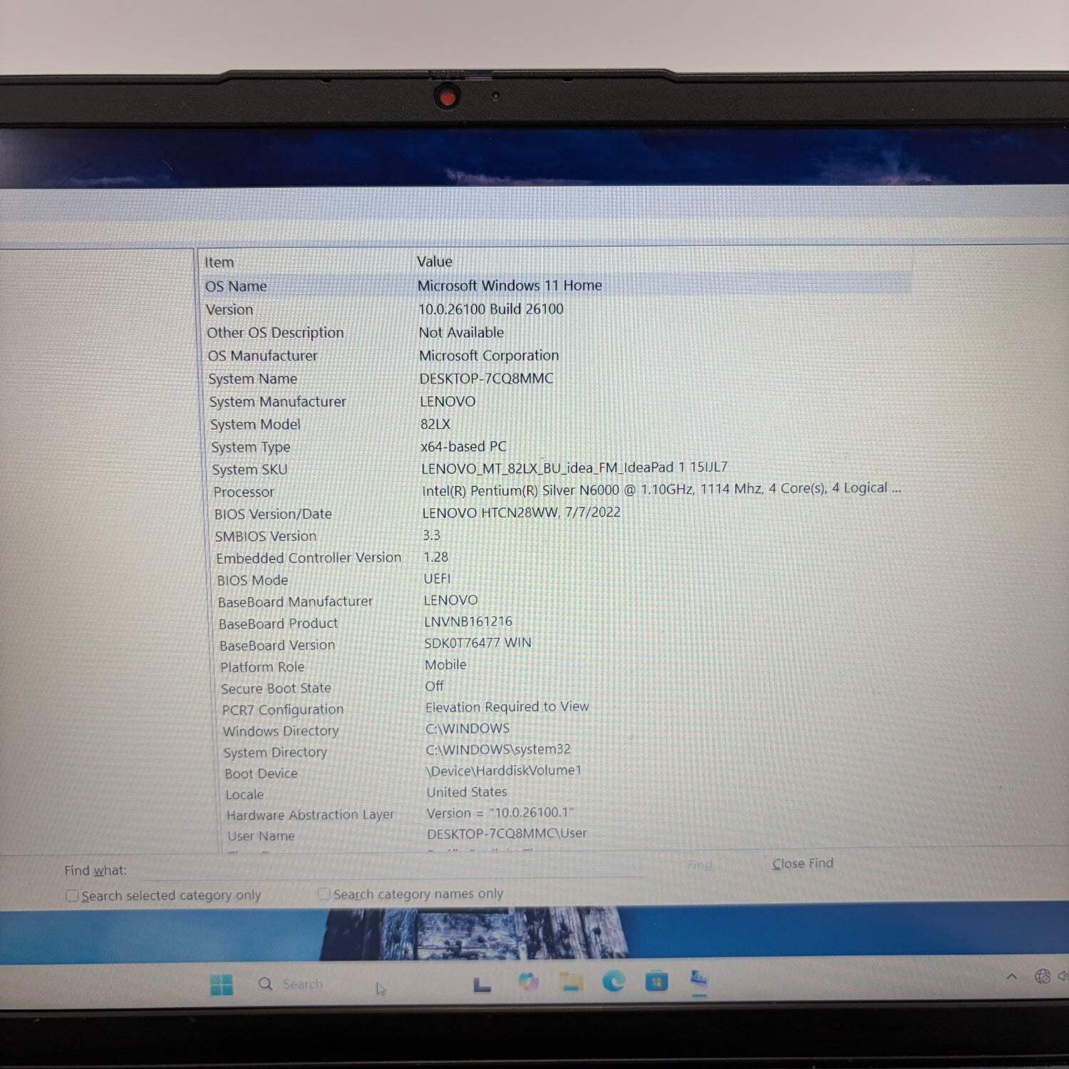 Lenovo IdeaPad 1 JVHFC1 15.6″ Pentium Silver N6000 1.1GHz 4GB RAM 128GB SSD