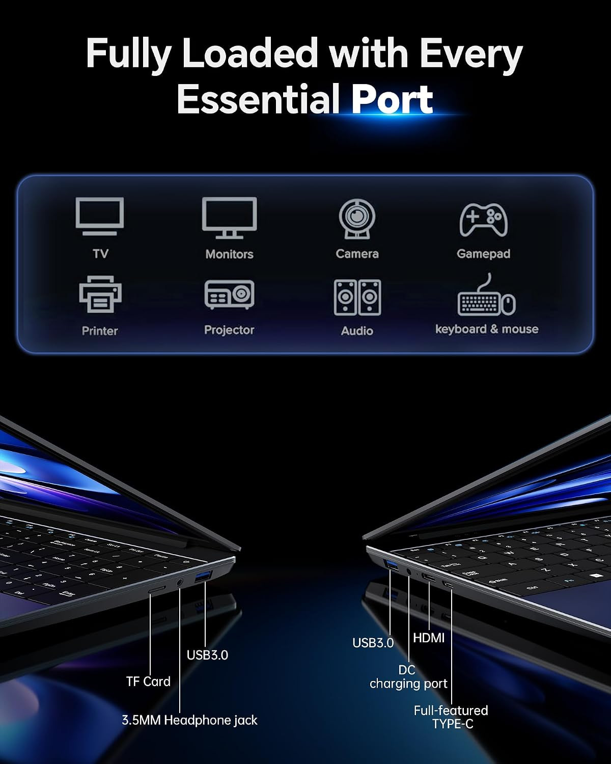 15.6 Inch Laptop with AI, Office 365, 6GB RAM 128GB SSD, Quad-Core Processor, Wi