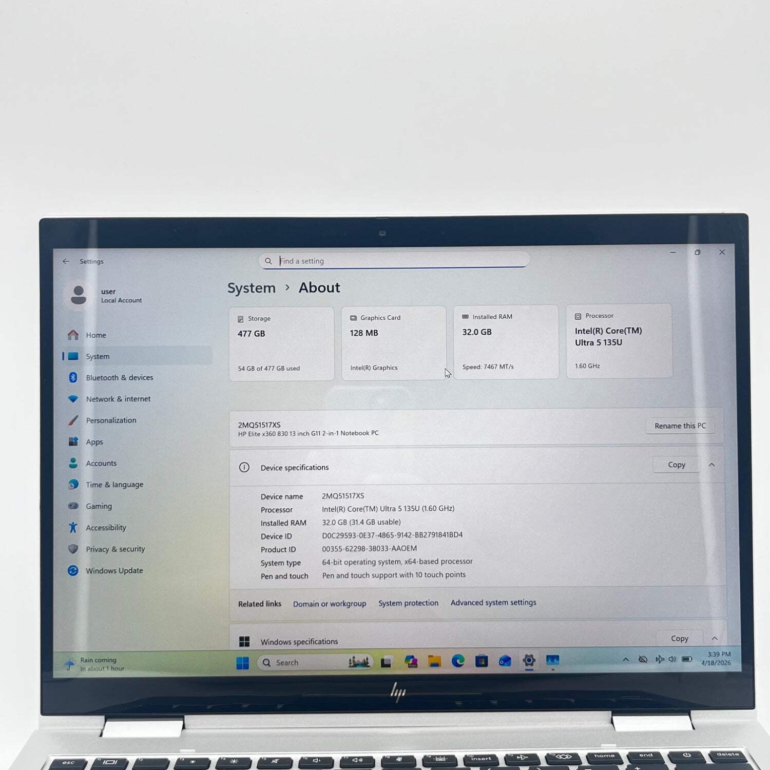 HP EliteBook x360 830 G11 13.3″ ultra 5 135u 1.6GHz 32GB RAM 512GB SSD