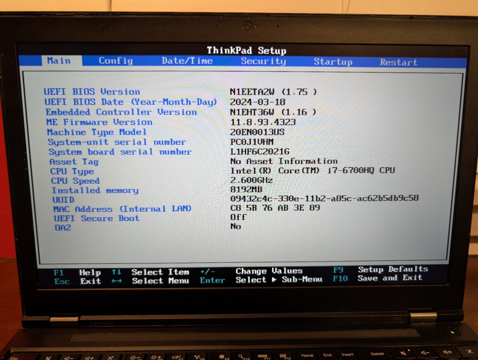 Lenovo Thinkpad P50, i7-6700HQ, NVIDIA Quadro M1000M, (NO RAM or SSD)