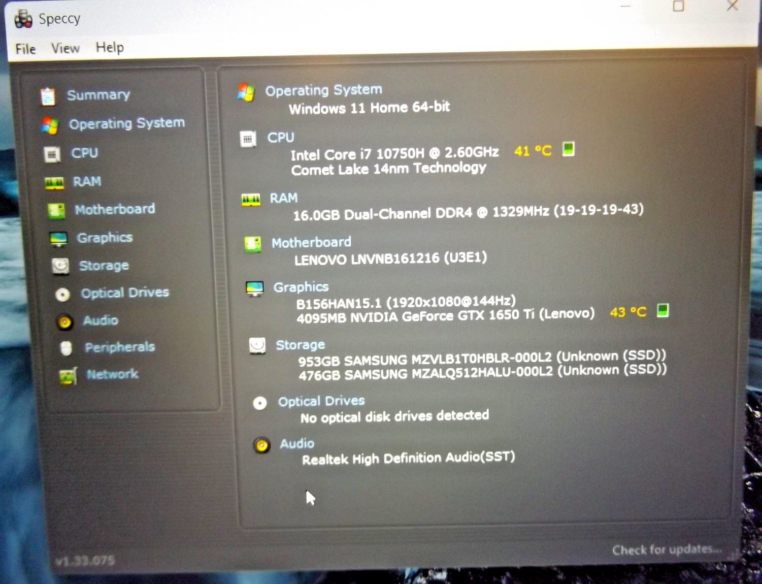 Lenovo Legion 5 15IMH05 16GB 1.5TB 1650Ti i7-10750H 144MHz Upgraded Restored