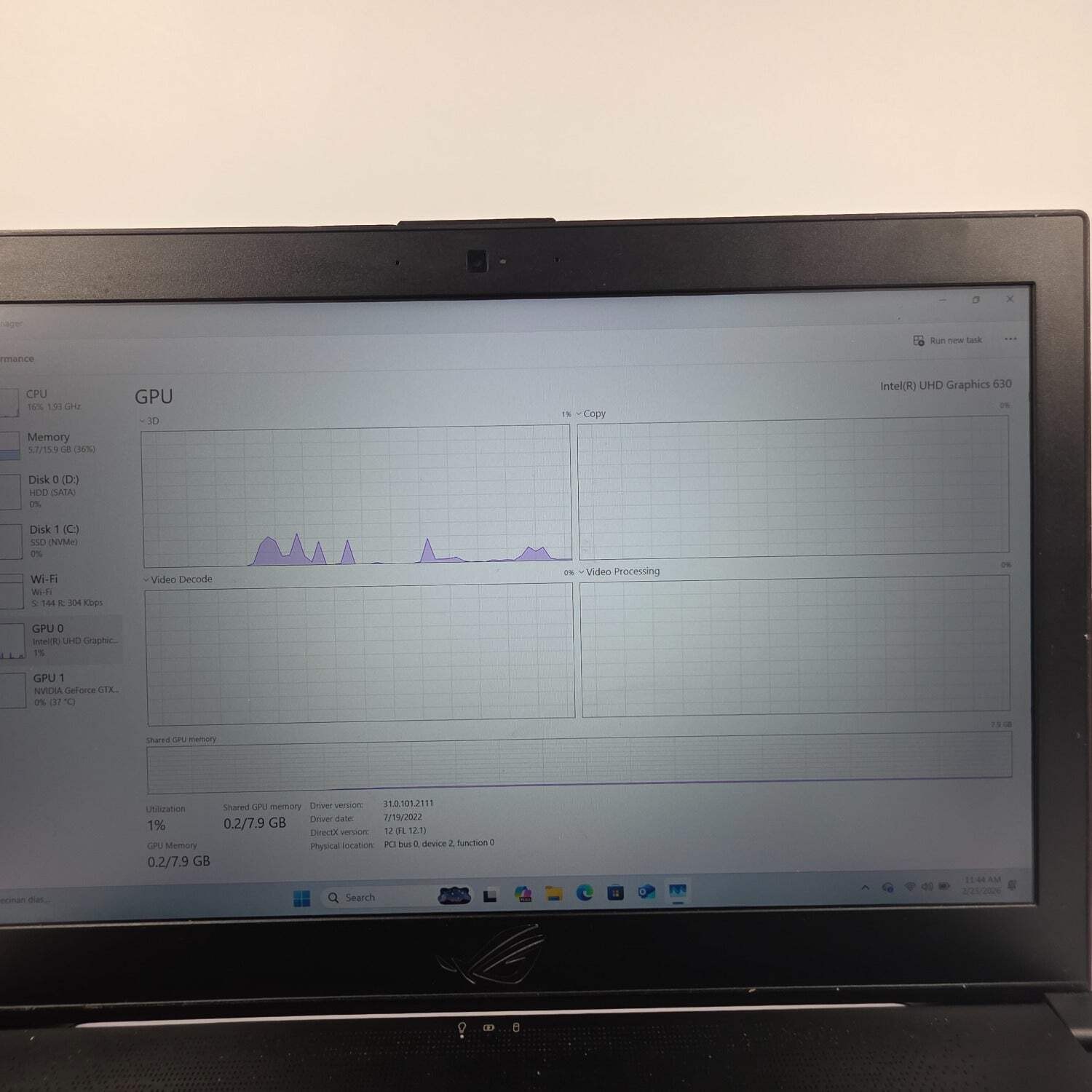 Broken ASUS ROG GU501GM GU501G 15.6″ i7-8750H 2.2GHz 16GB RAM 128GB Hybrid