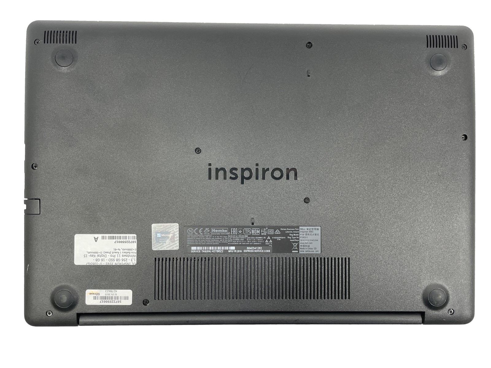 Dell Inspiron 3593 Laptop i7-1065G7 256GB SSD 16GB RAM – Win 11 Pro