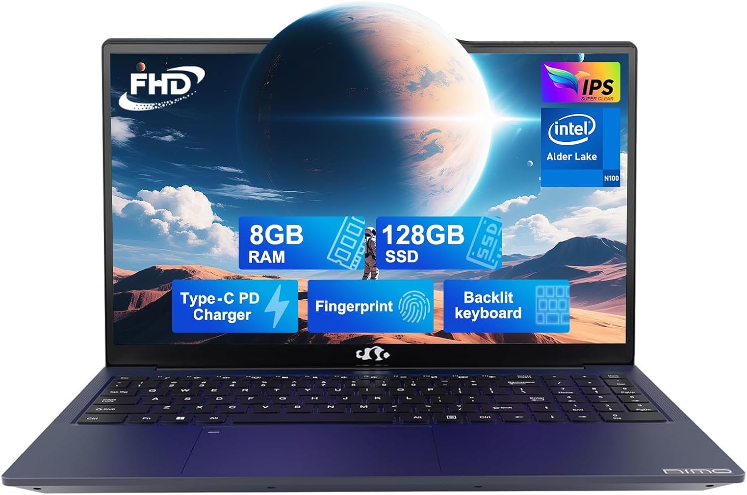 NIMO 15.6″ Laptop 4/8GB RAM 128/256/512GB SSD Intel Quad-Core N100 Fingerprint