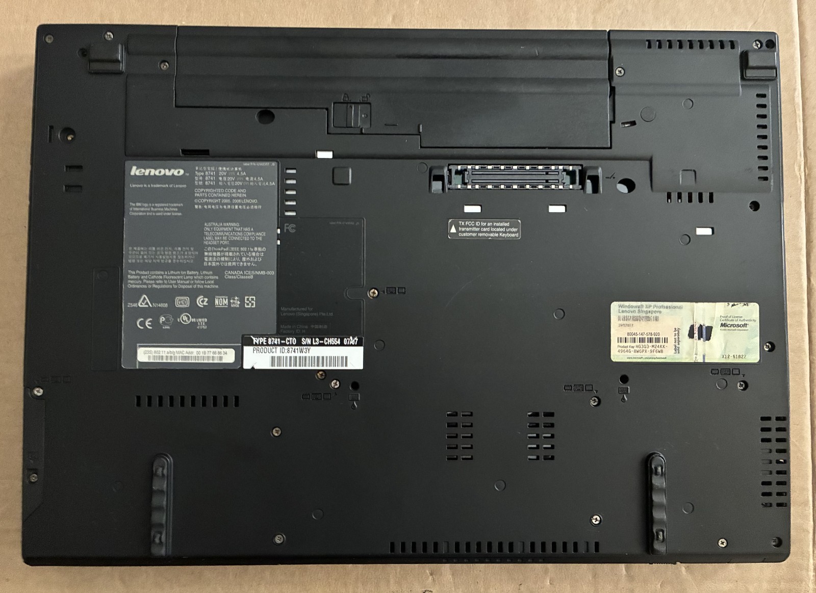 IBM/Lenovo Thinkpad T60 Laptop intel Core 2 Duo 2.00 GHz 15.4″ Screen Type 8741