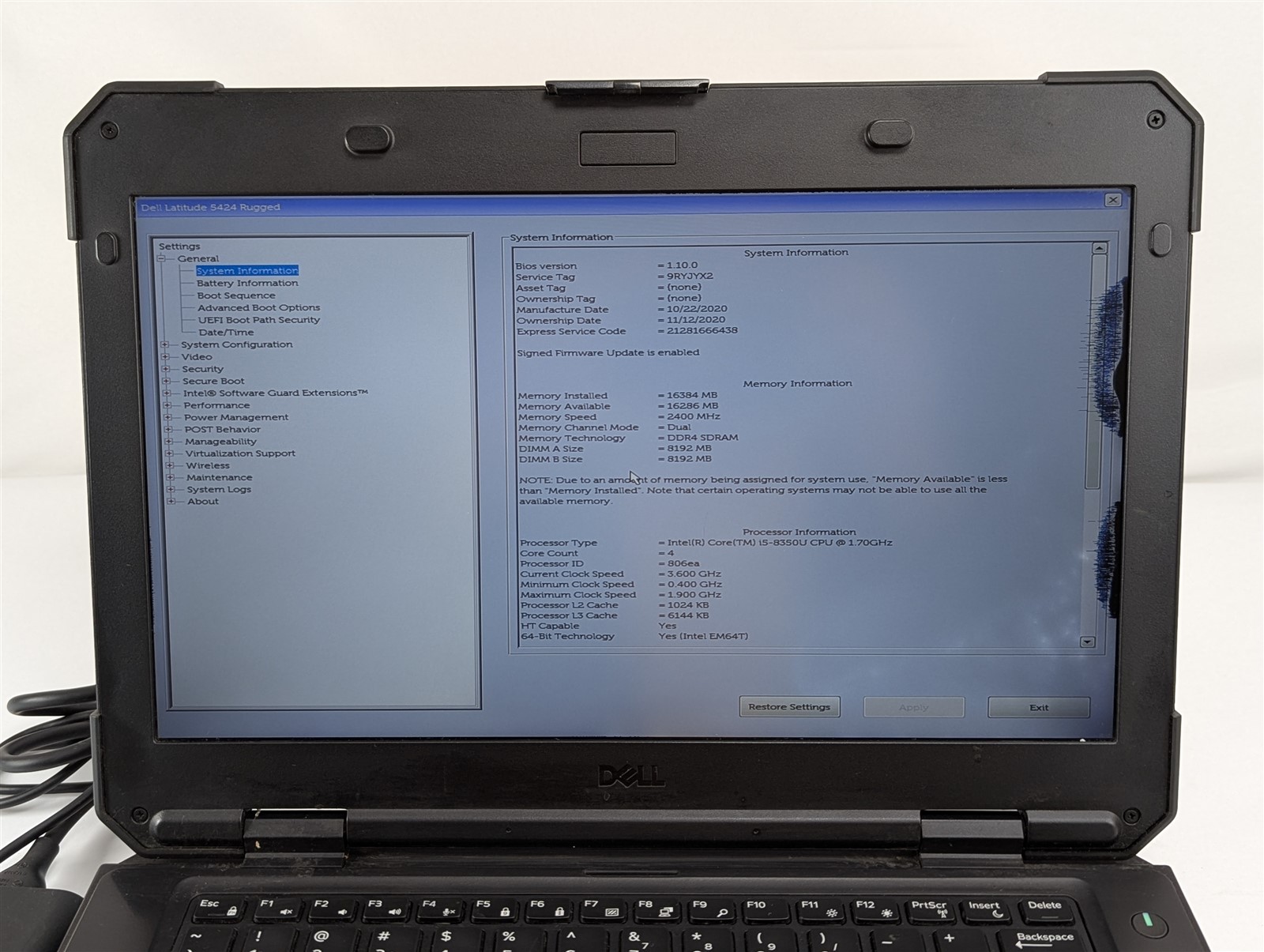 Dell 14” Latitude 5424 Rugged i5-8350U 16GB 128GB SSD Business Field Laptop