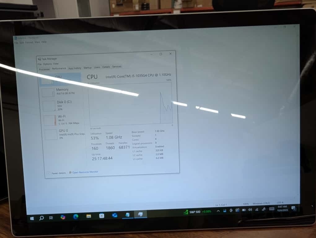 Microsoft Surface Pro 7 Tablet Core i5-1035G4 1.1GHz 8GB RAM 256GB SSD Win10 Pro