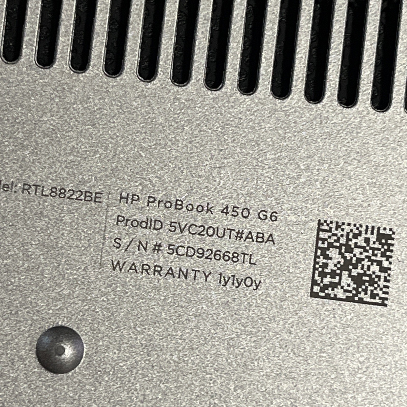 HP PROBOOK 450 G6 INTEL CORE I3-8145U 2.10GHZ 8GB RAM NO HD ;
