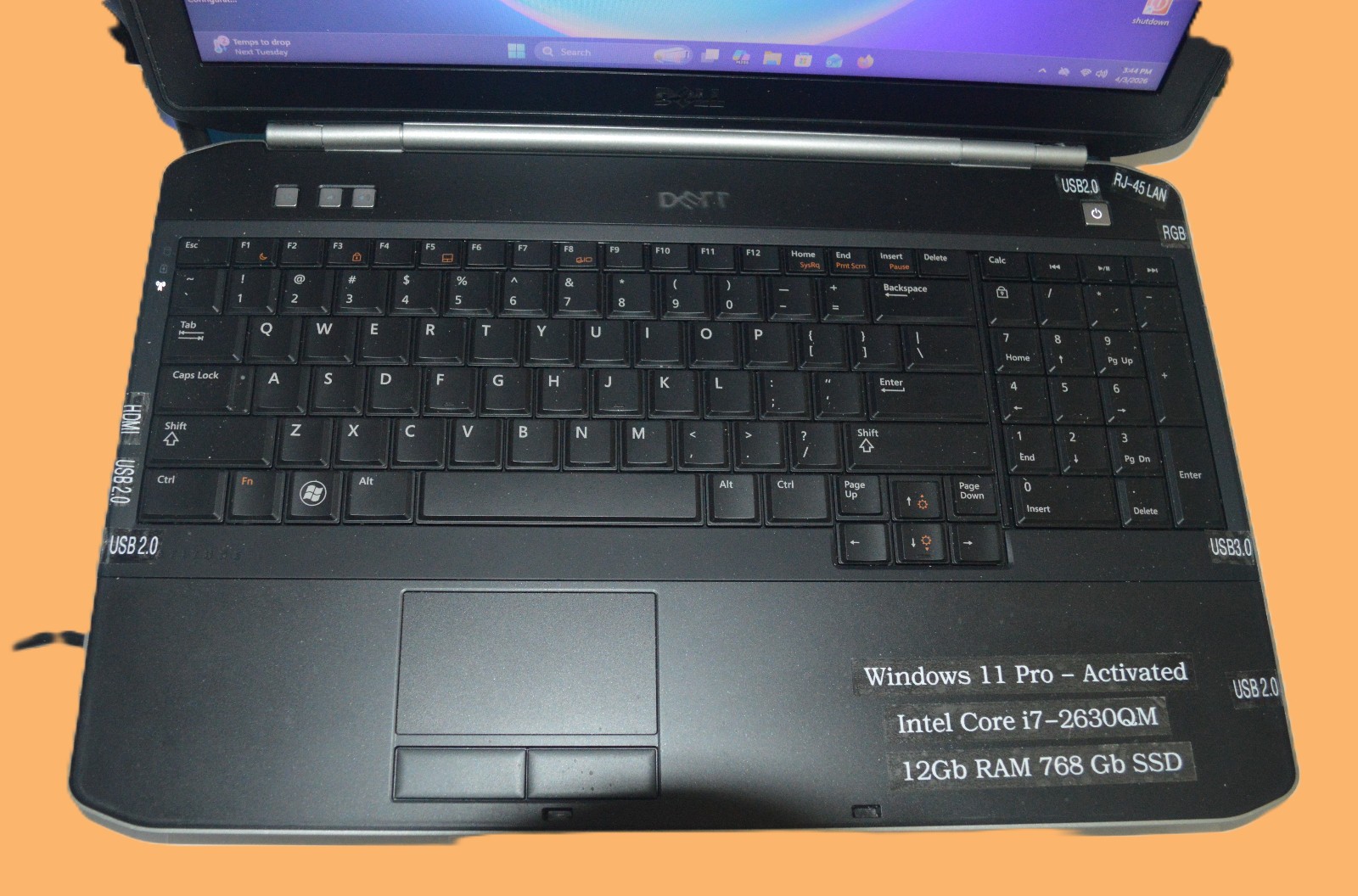 Dell Latitude E5520,15.6″,Win11P Ai,Core i7-Quad,12Gb RAM, 512Gb SSD,USB,WiFi,Bt