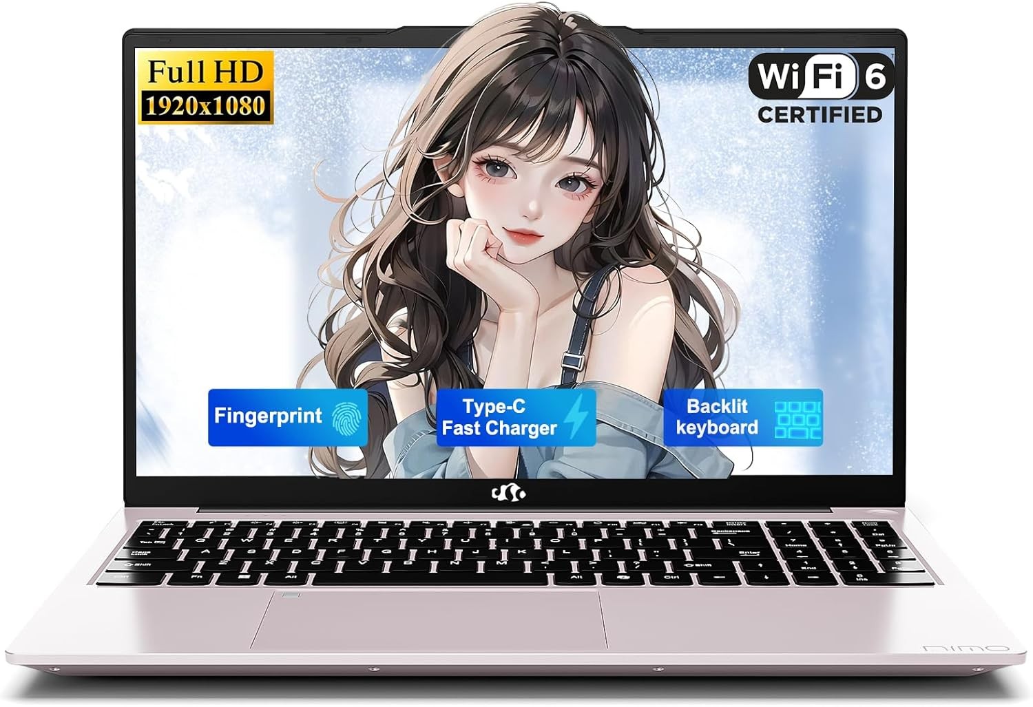 NIMO 15.6″ FHD Laptop Computer Intel Pentium N150 8GB RAM 256GB SSD Fingerprint