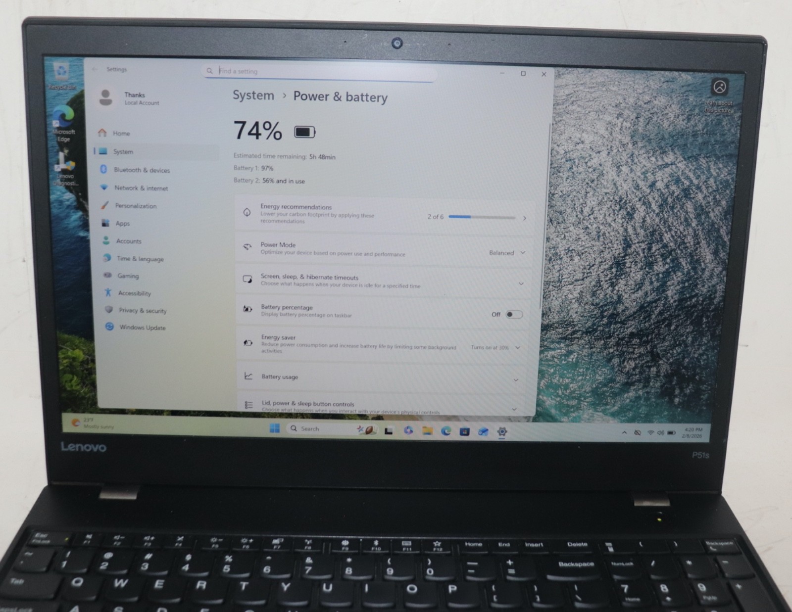 Lenovo ThinkPad P51S|Intel core i7@2.50GHz|16GB RAM|256GBSSD|WIN11.Prof|NVIDIA