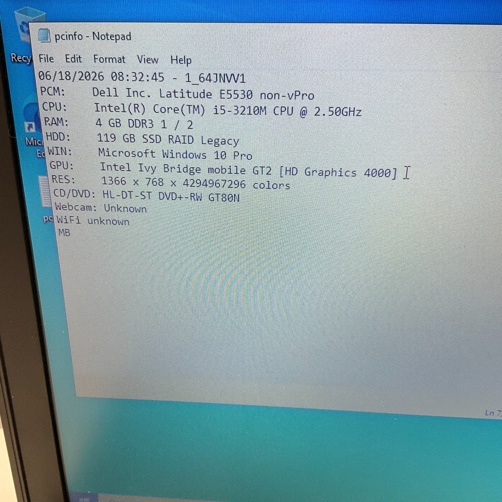 Dell Latitude E5530 Laptop Intel Core i5-3210M @ 2.50 GHz 4GB 128GB SSD NO BATT