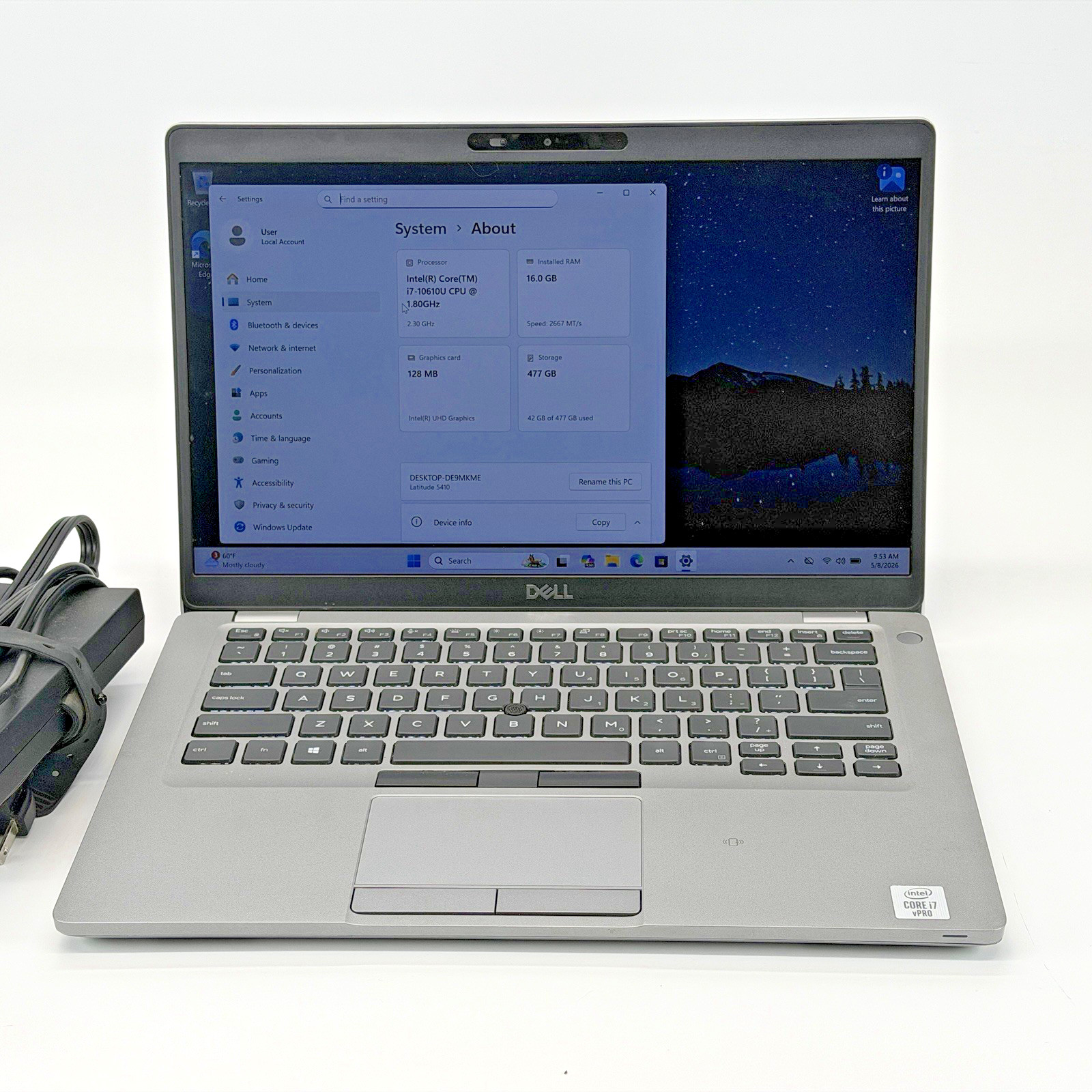 Dell Latitude 5410 Intel i5-10610u 2.30 GHz 16 GB RAM 500 GB SSD (NVMe) Win 11