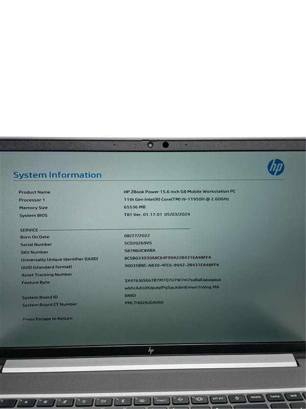 Hp Zbook Power G8 i9-11950H 2.6GHz 64GB RAM 1TB SSD – Grade D