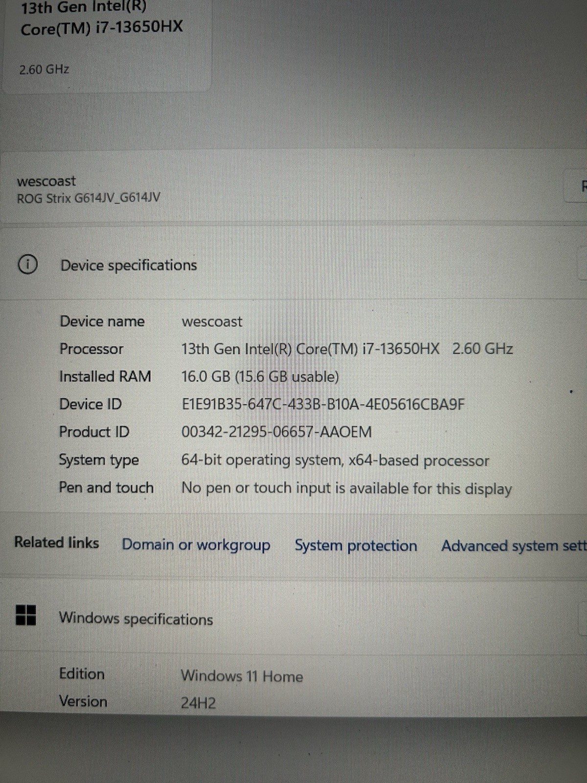 ASUS ROG Strix G16 16” 16gb Ram