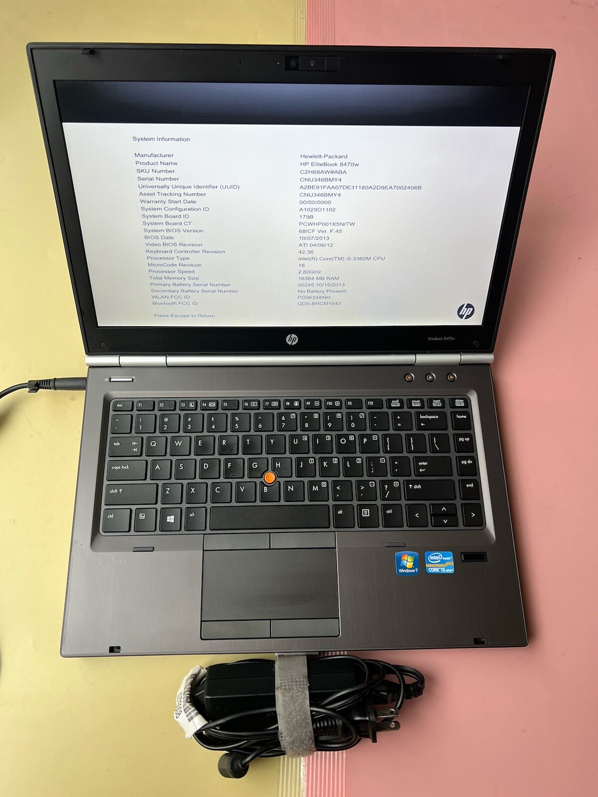 HP Elitebook 8470w Core i5-3360M 16GB RAM 500GB HDD WEBCAM BLUETOOTH 1600×900