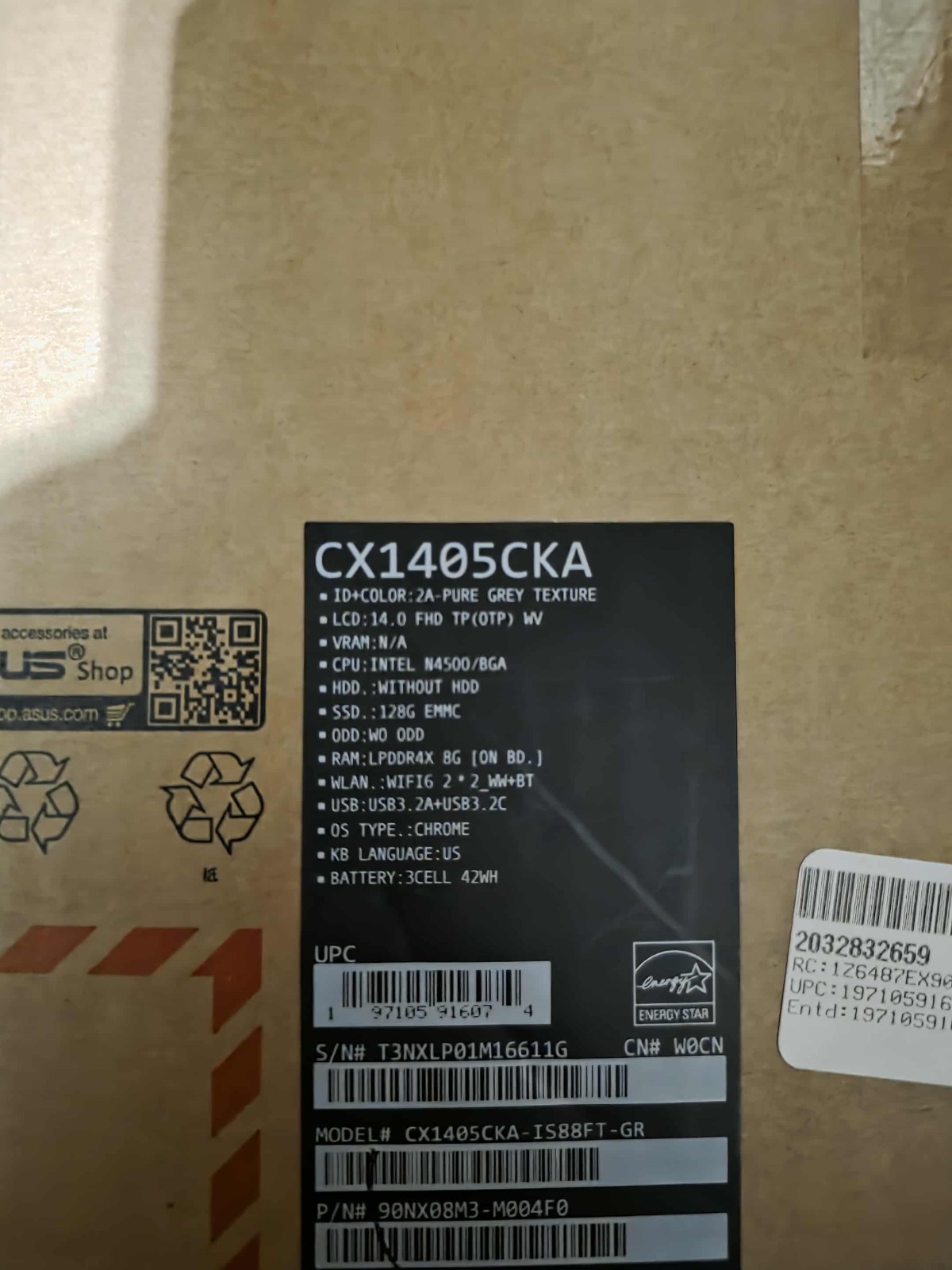 ASUS Chromebook CX 14″ Full HD Touchscreen Laptop – Intel Celeron N4500 – 128GB