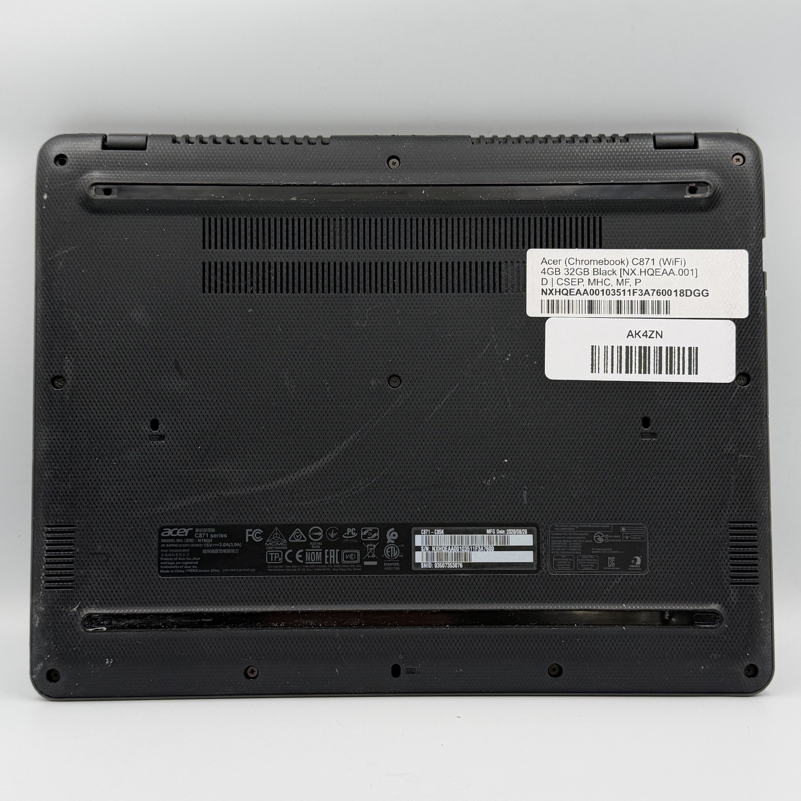 Acer Chromebook C871 WiFi 4GB RAM 32GB eMMC 1.6″ Chrome OS – No Power Adapter