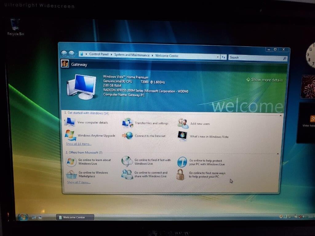 Gateway Laptop 340UI Intel Pentium dual-core (1.60GHz) 2GB Memory 120GB HDD