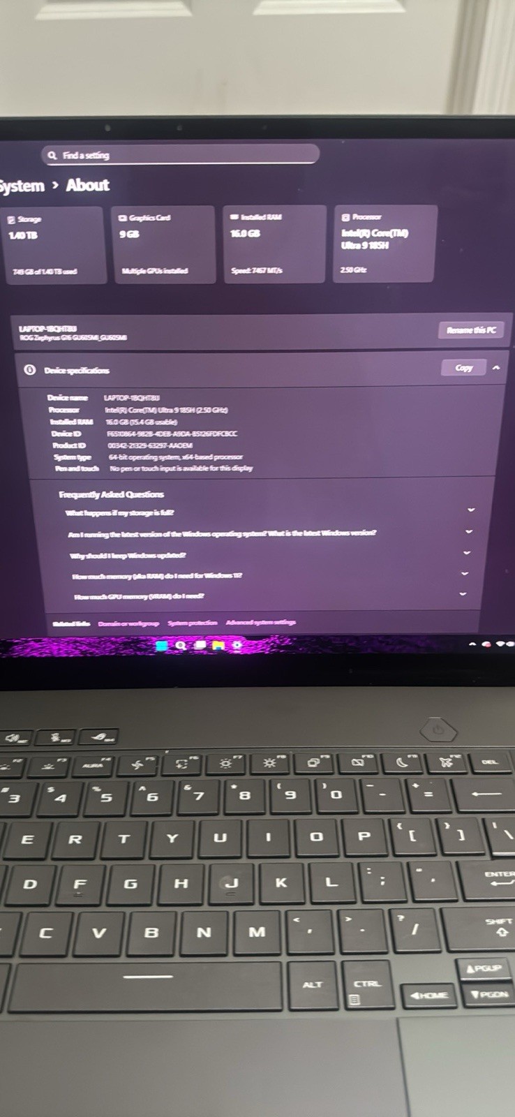 ASUS ROG Zephyrus G16 GU605M Gaming Laptop