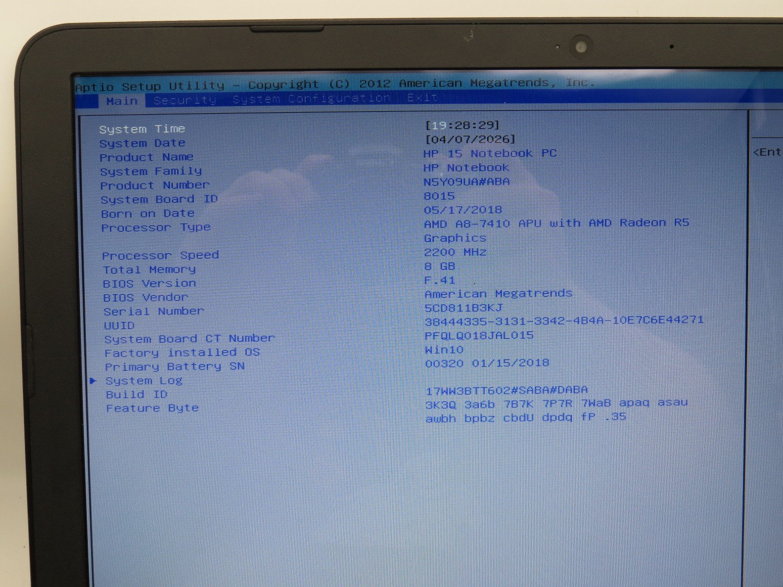 HP Pavilion 15 | A8-7410 @ 2.2GHz | 8GB DDR3 | 256GB SATA SSD | 15.6″ | No OS
